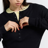 Henley Neck Ribbed Knit Pullover