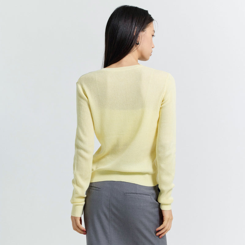 Henley Neck Ribbed Knit Pullover