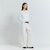 Henley Neck Ribbed Knit Pullover