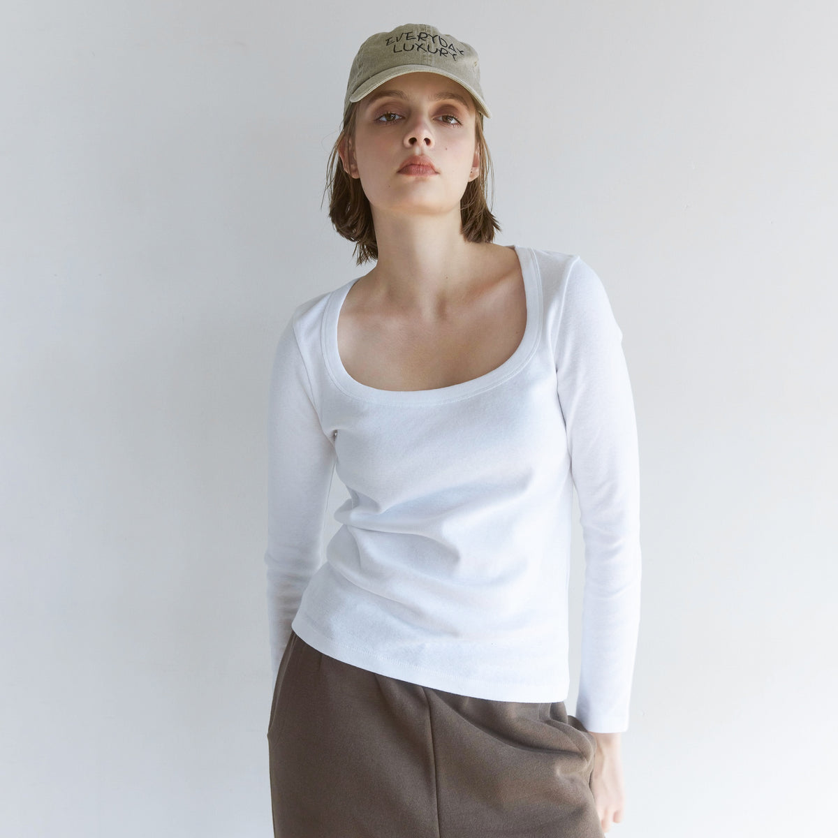 Supima Cotton U-Neck Long Sleeve