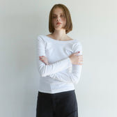 Old Cotton Back U-neck Long-sleeve Top