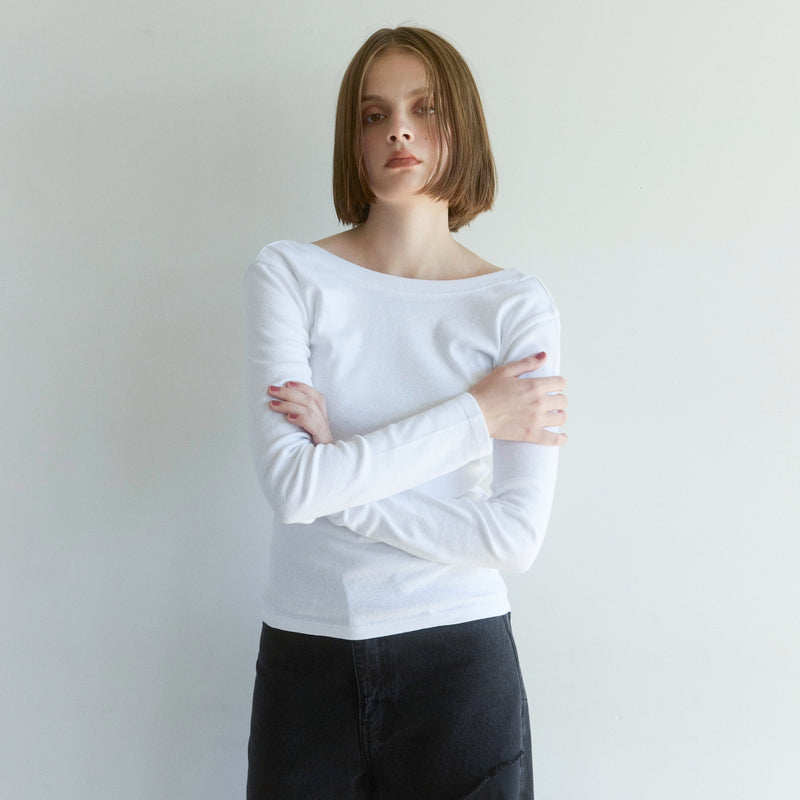 Old Cotton Back U-neck Long-sleeve Top