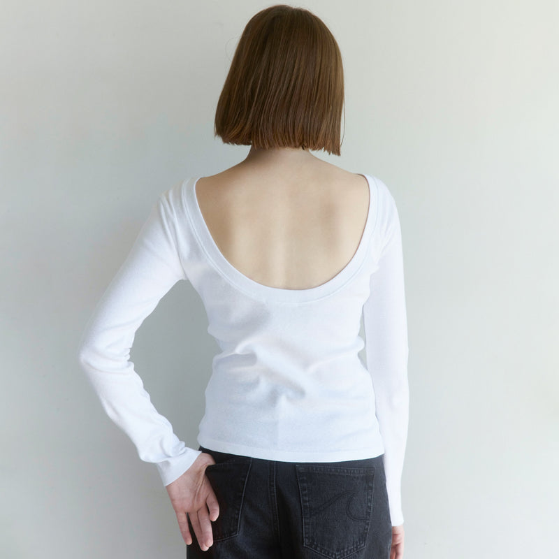 Old Cotton Back U-neck Long-sleeve Top