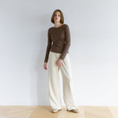 Old Cotton Back U-neck Long-sleeve Top