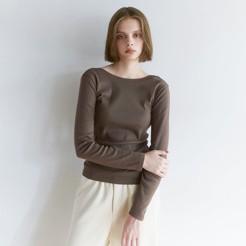 Old Cotton Back U-neck Long-sleeve Top