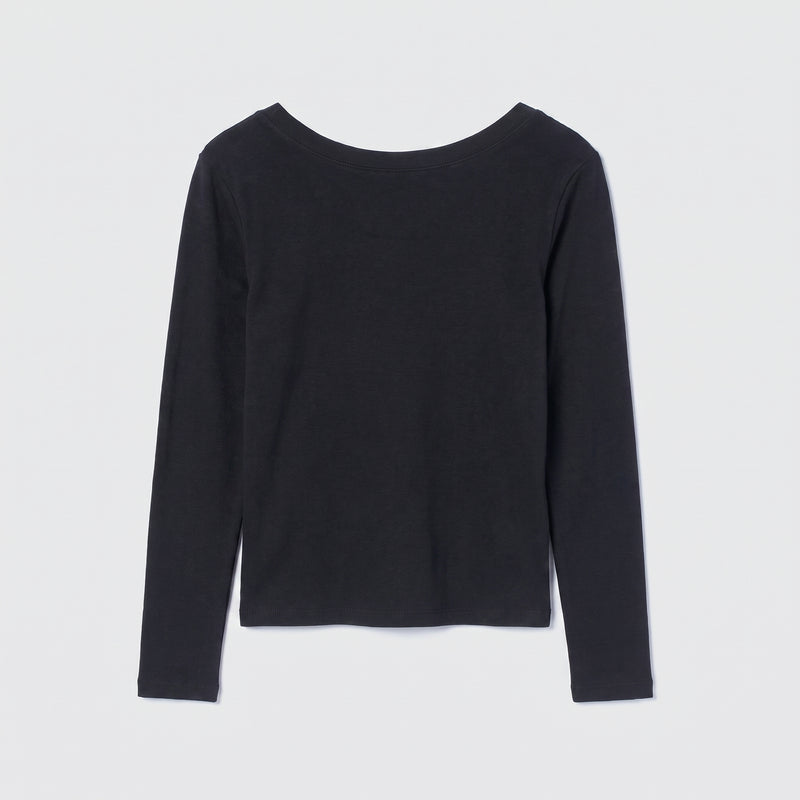 Old Cotton Back U-neck Long-sleeve Top