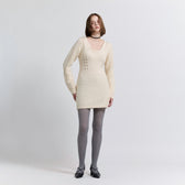 Roving yarn Knitチュニックトップス