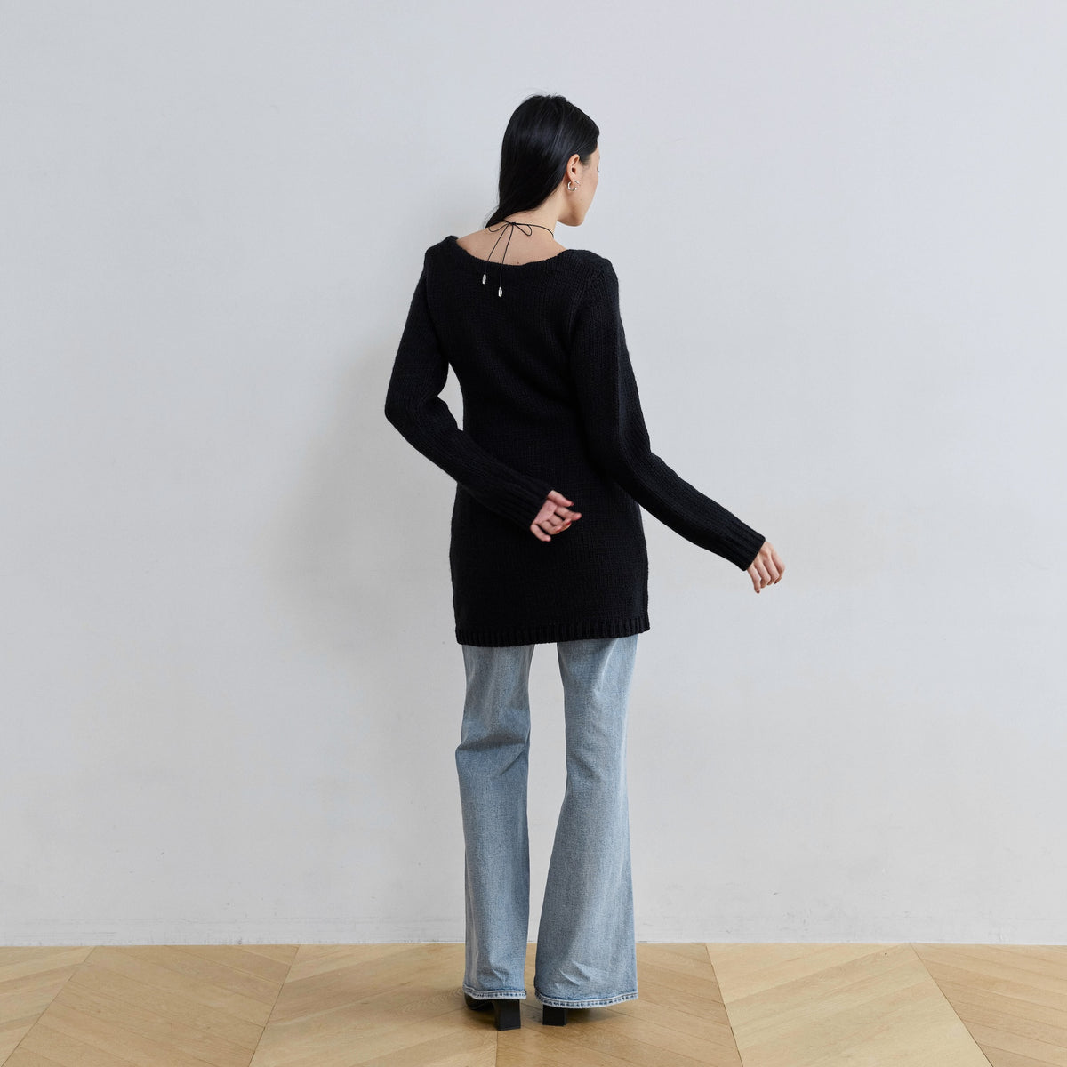 Roving yarn Knitチュニックトップス