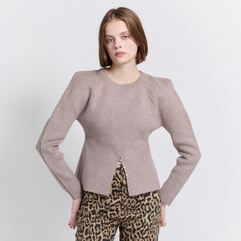 パワーショルダーFrontボタンKnitトップス
