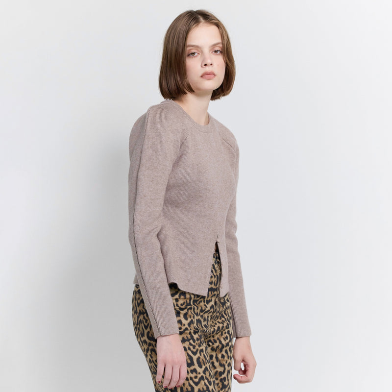 パワーショルダーFrontボタンKnitトップス