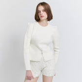 パワーショルダーFrontボタンKnitトップス