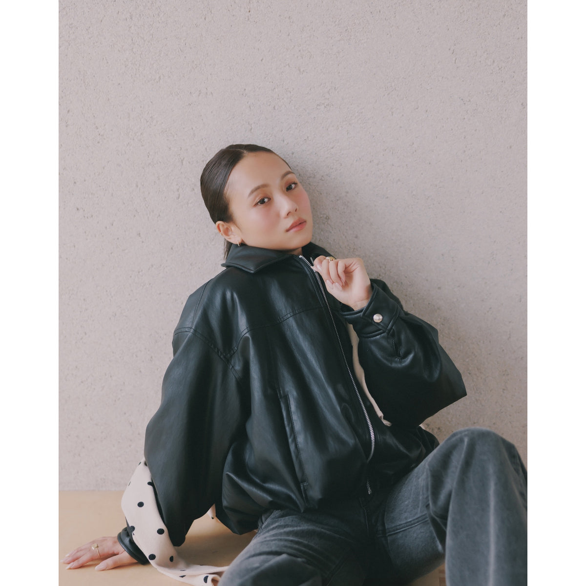 collab ECO Leather Bomber Jacket