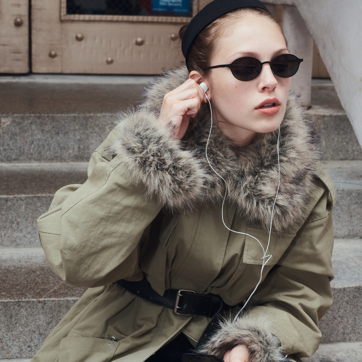 Fur collarドロストフィールドジャケット