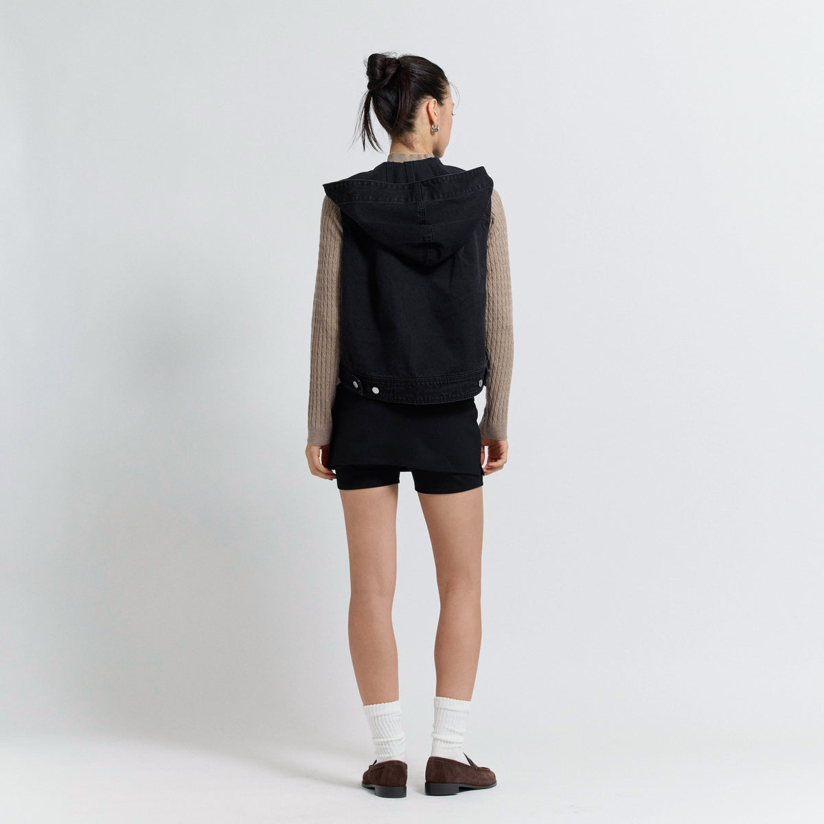 セーラーHoodieクロップドデニムベスト