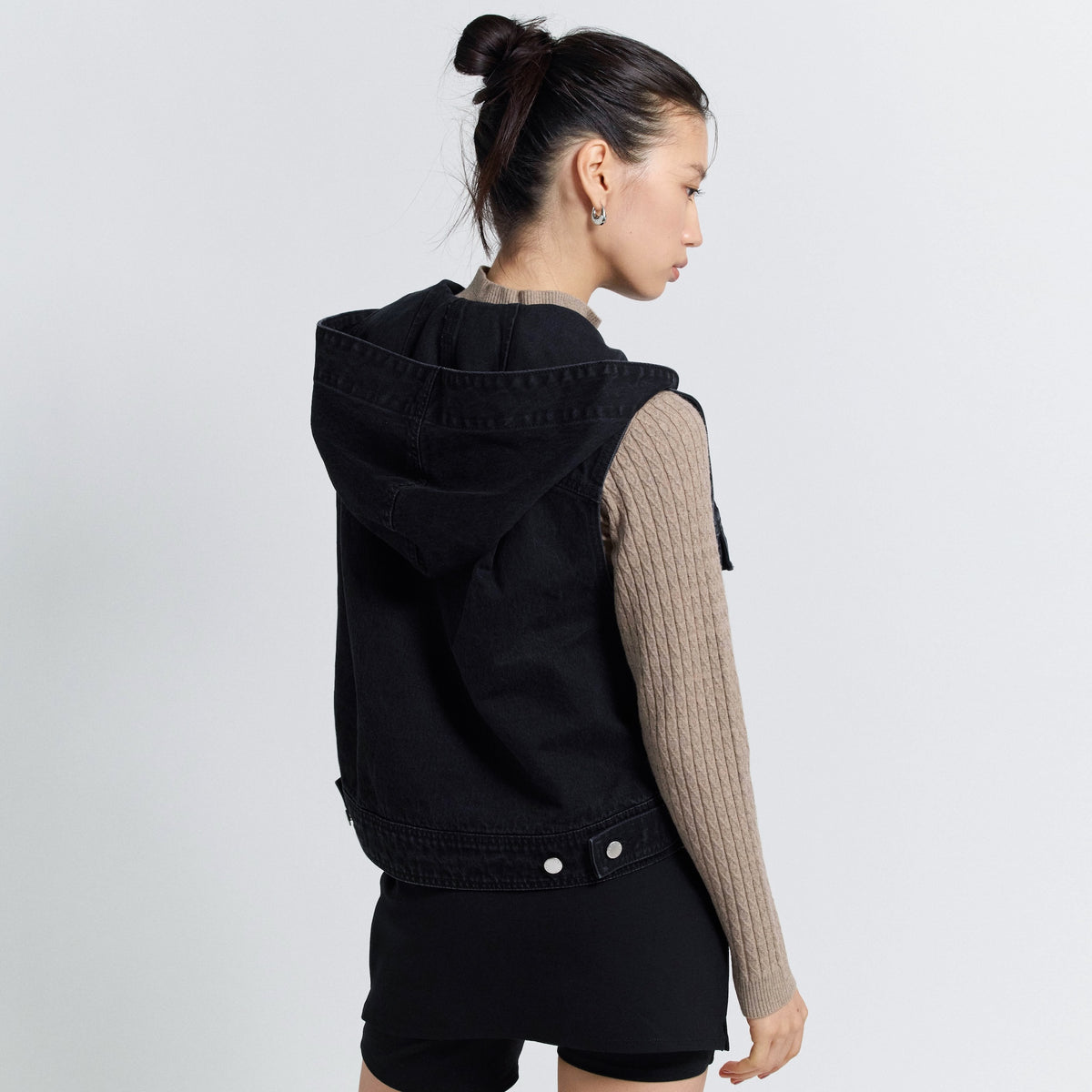 セーラーHoodieクロップドデニムベスト