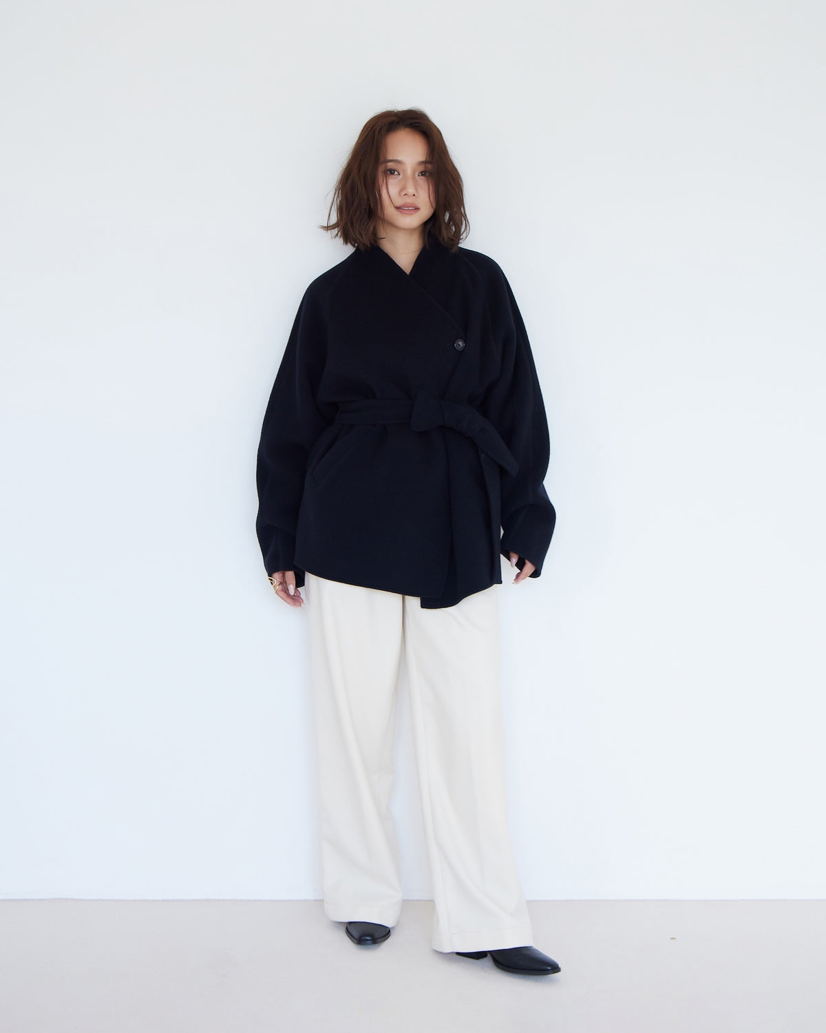collab BrushedサージTuckスラックス