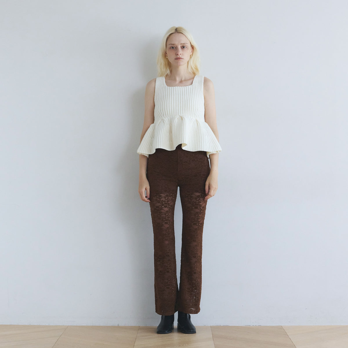 Velour Cord Lace Flare Pants