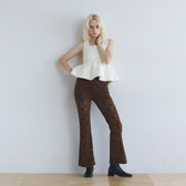 Velour Cord Lace Flare Pants