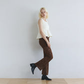 Velour Cord Lace Flare Pants