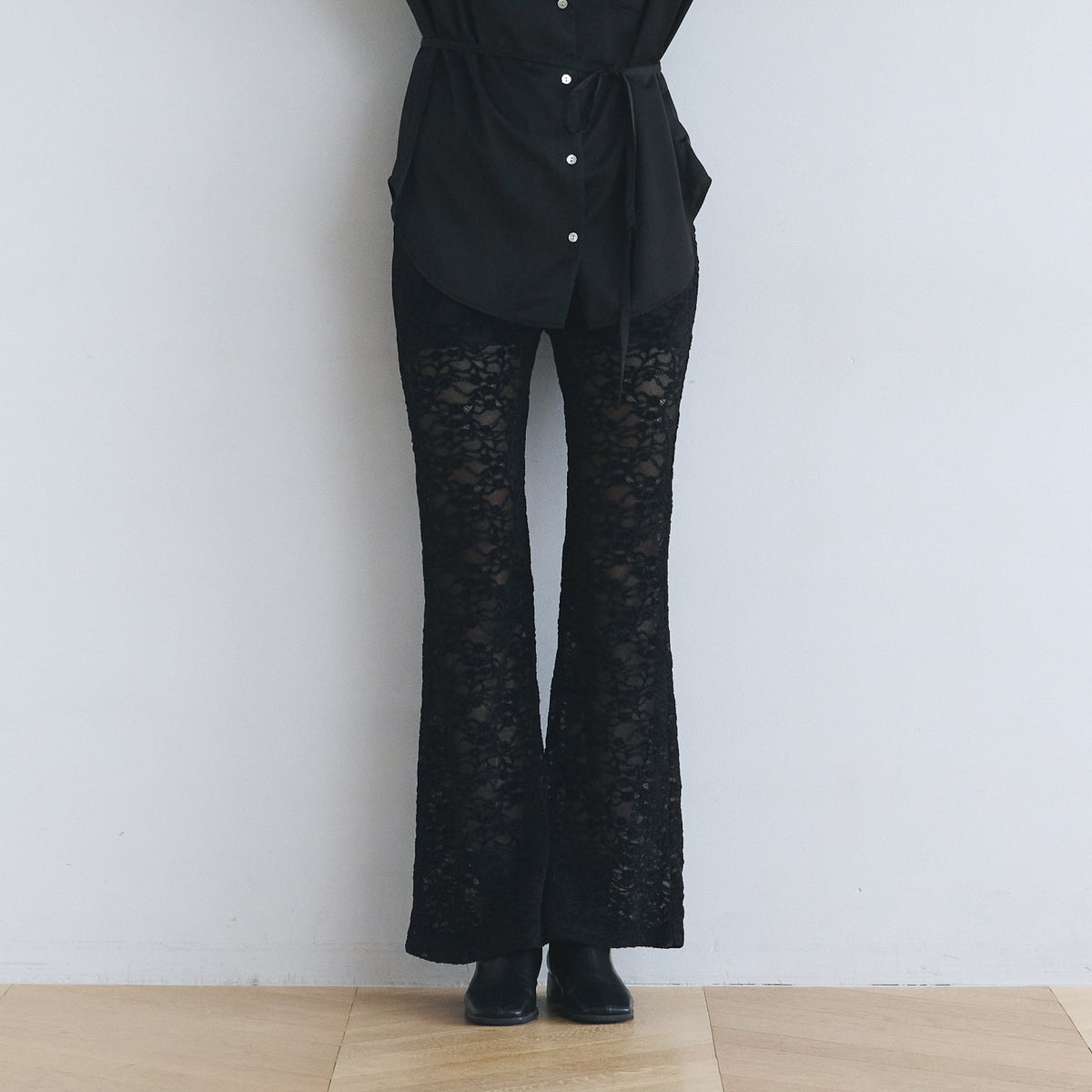 Velour Cord Lace Flare Pants