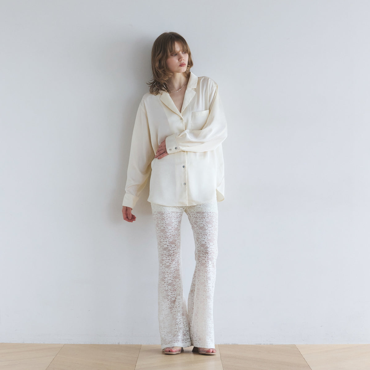 Velour Cord Lace Flare Pants