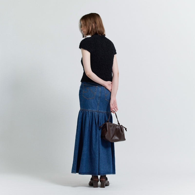 Gathered Denim Skirt