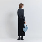 Curve-cut Denim Long Skirt