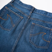 Curve-cut Denim Long Skirt