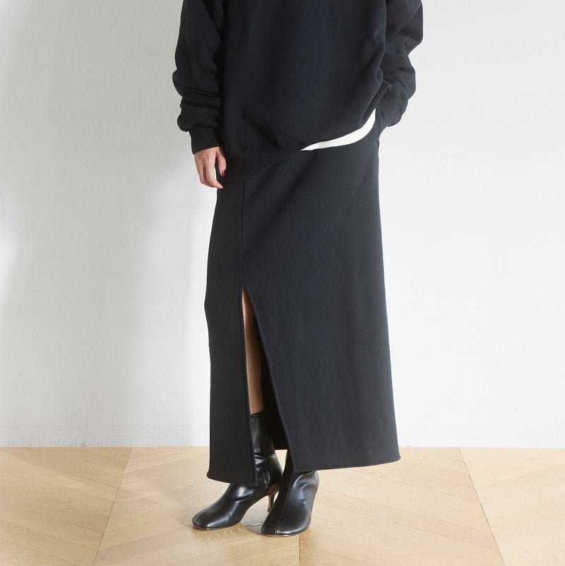 Volume Sweat Slit Long Skirt