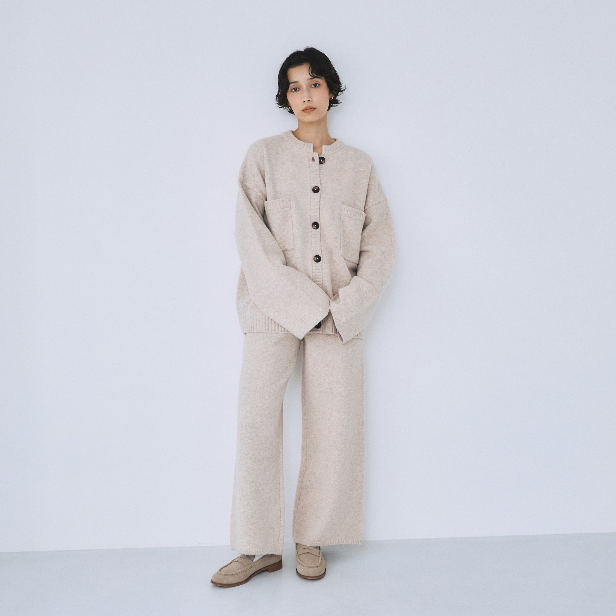 ウールmixフロントポケットカーディガン