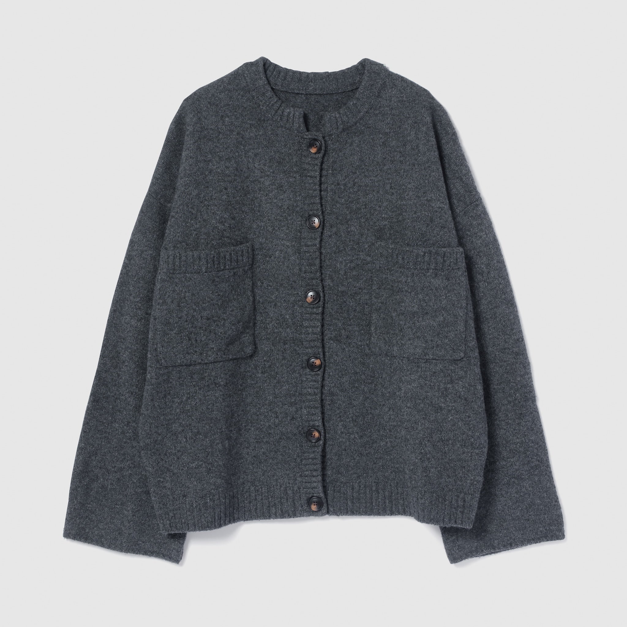 Wool mix front pocket cardigan