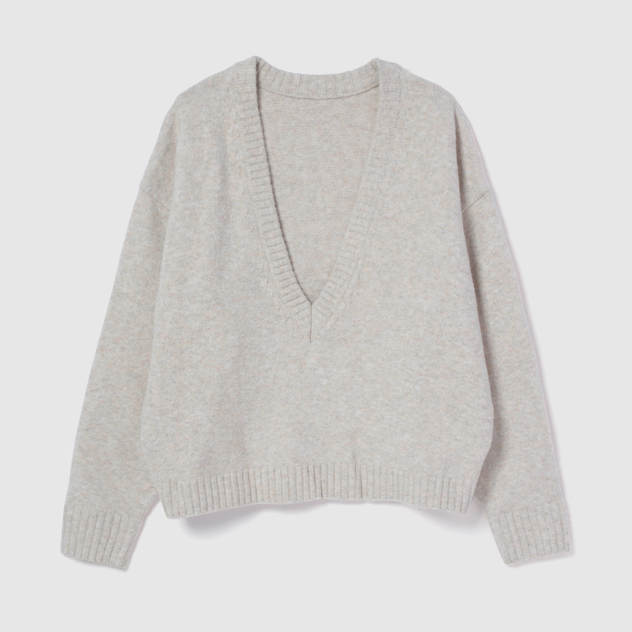 Wool mix deep V-neck top