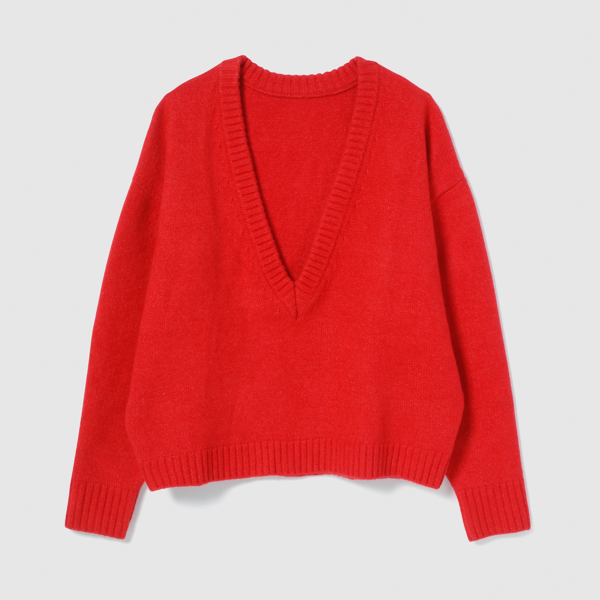 Wool mix deep V-neck top