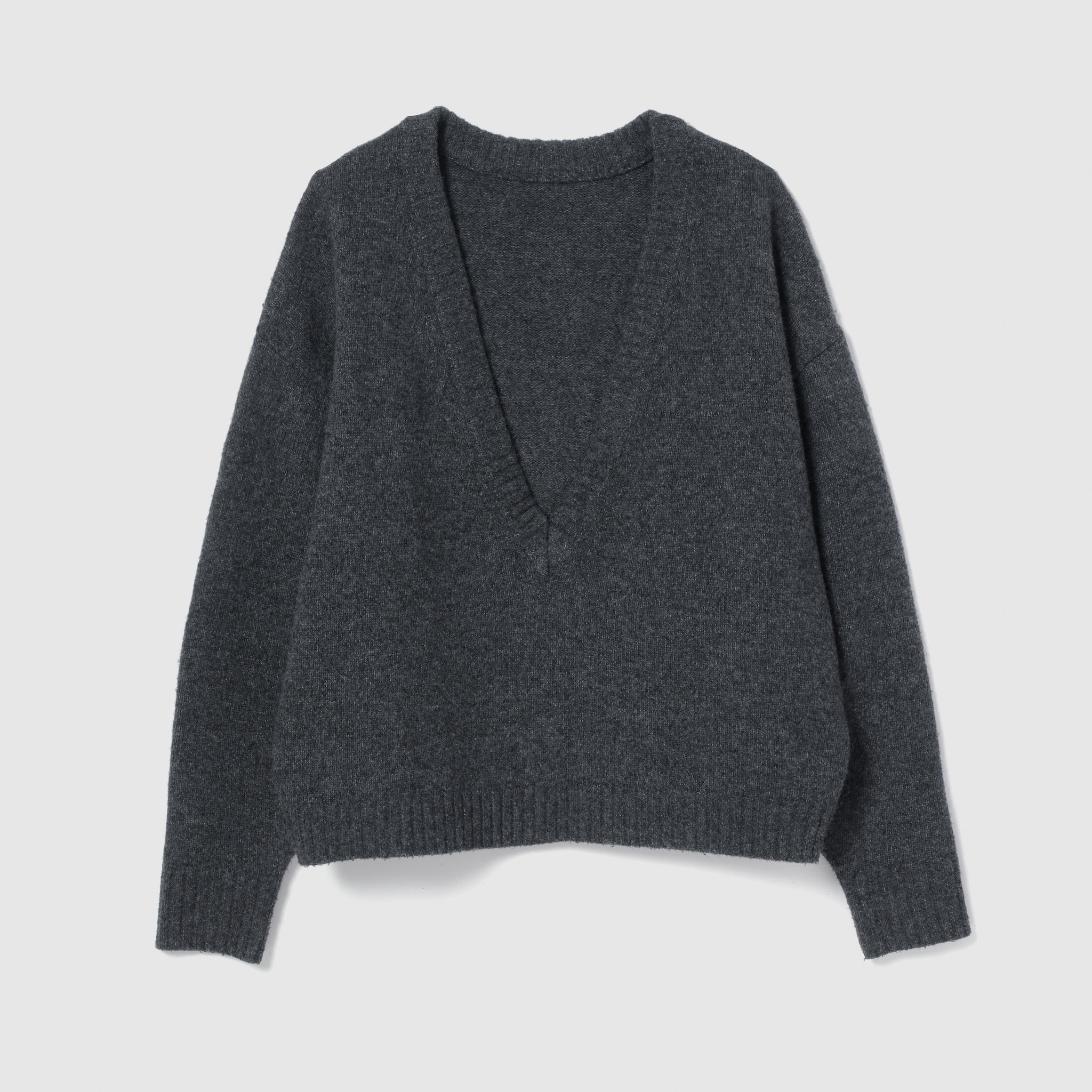 Wool mix deep V-neck top