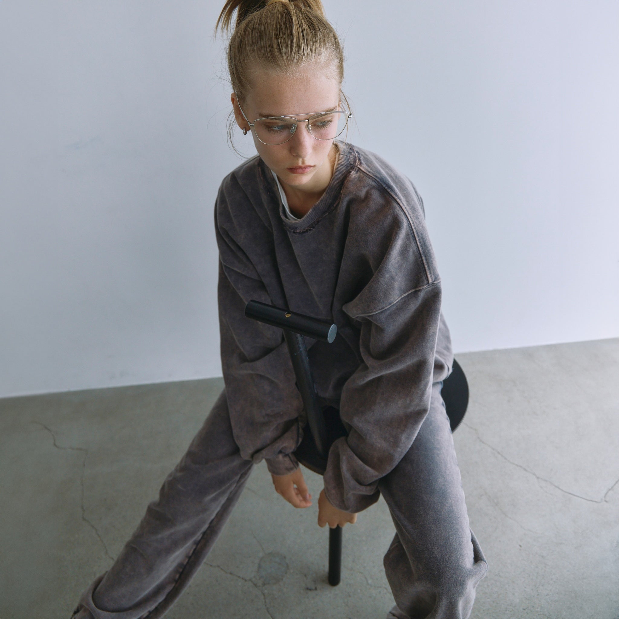 Acid dye distressed sweatshirt pullover