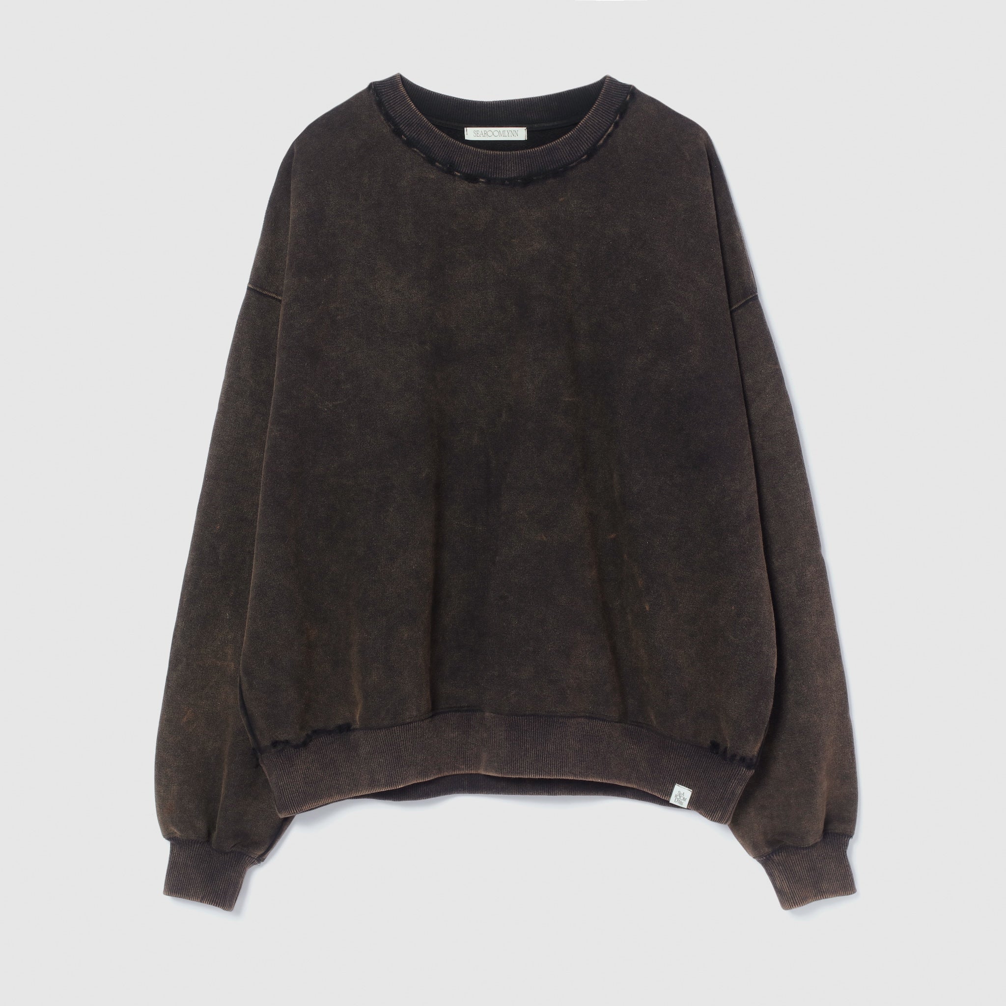Acid dye distressed sweatshirt pullover