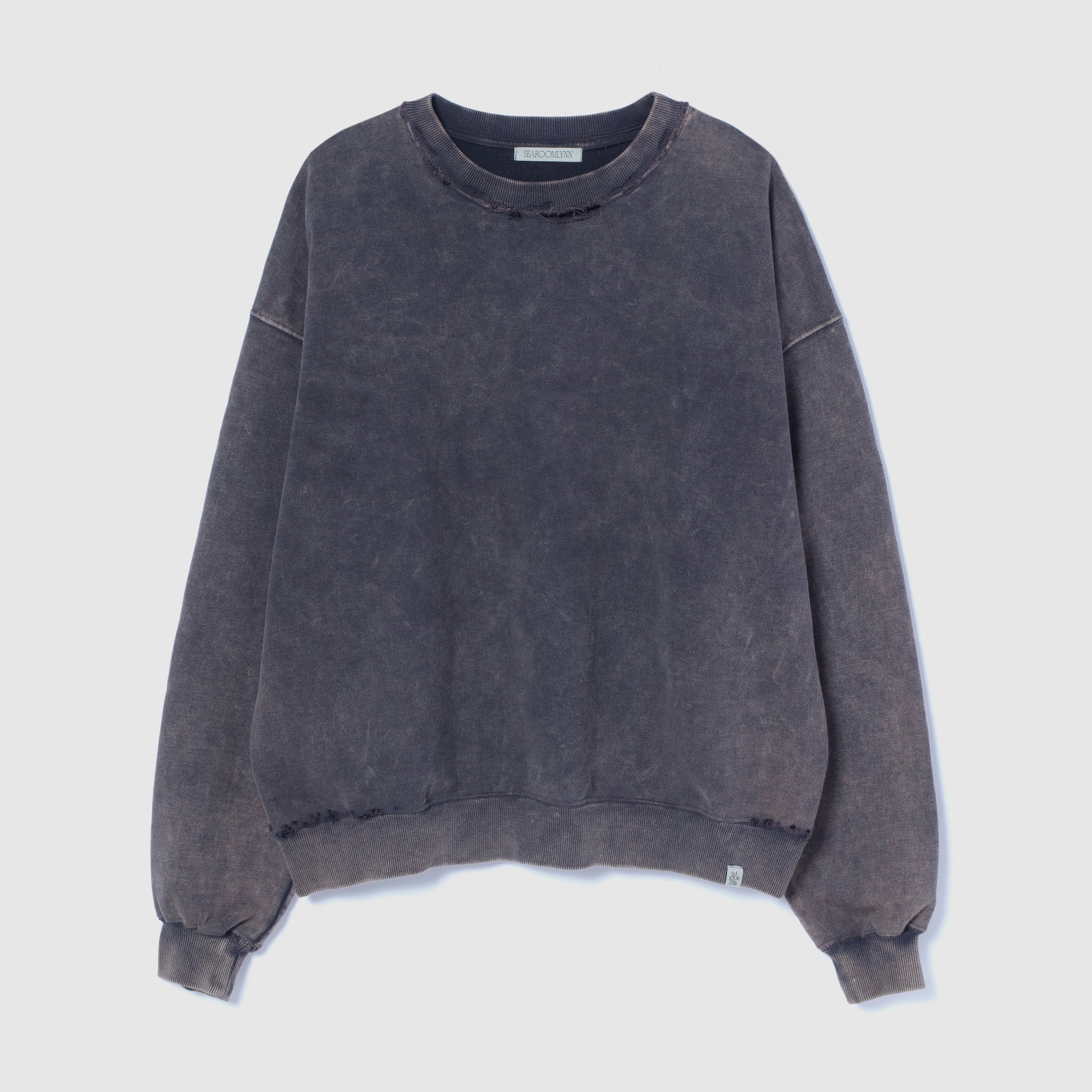Acid dye distressed sweatshirt pullover