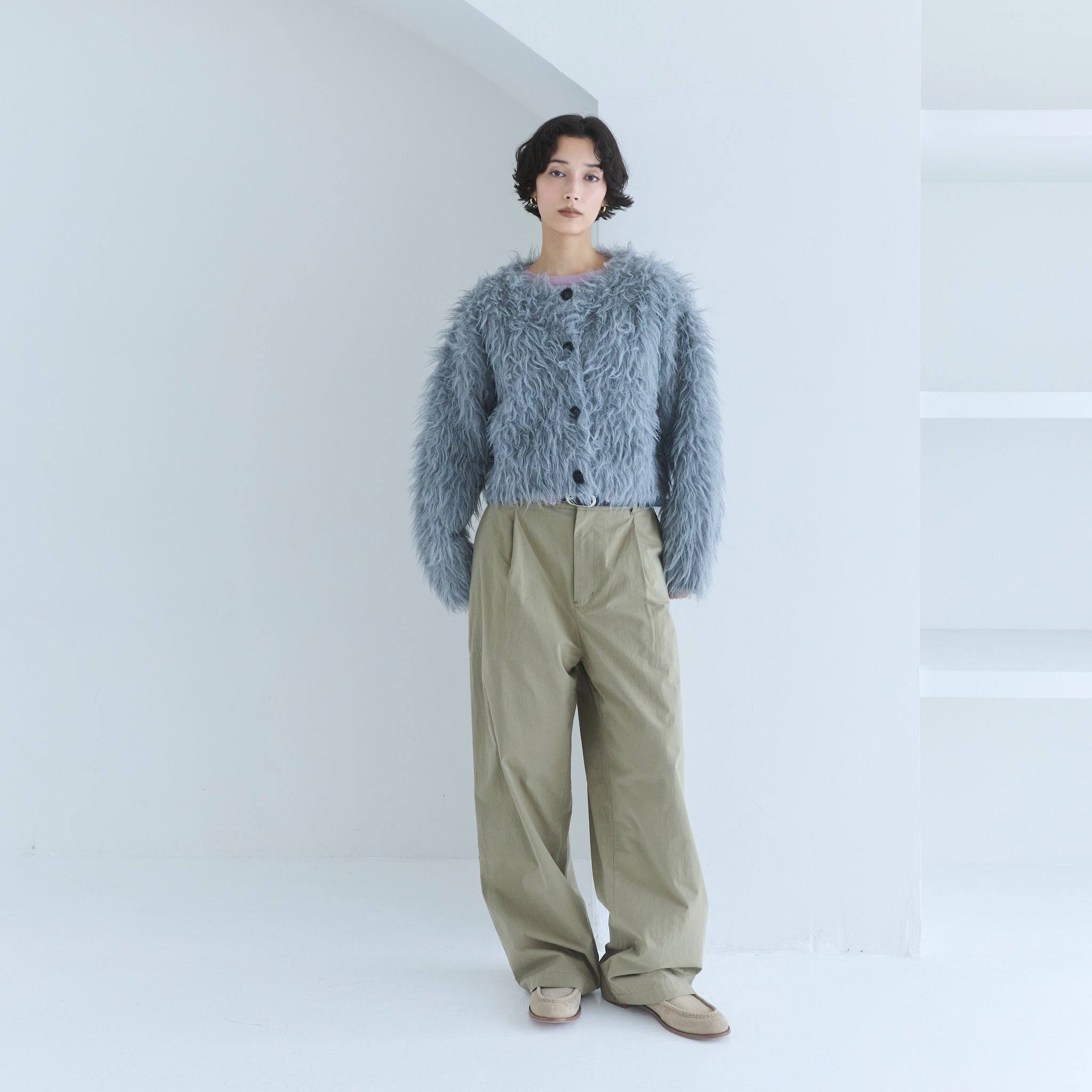 BrushedフェザーYarn 2wayカーディガン