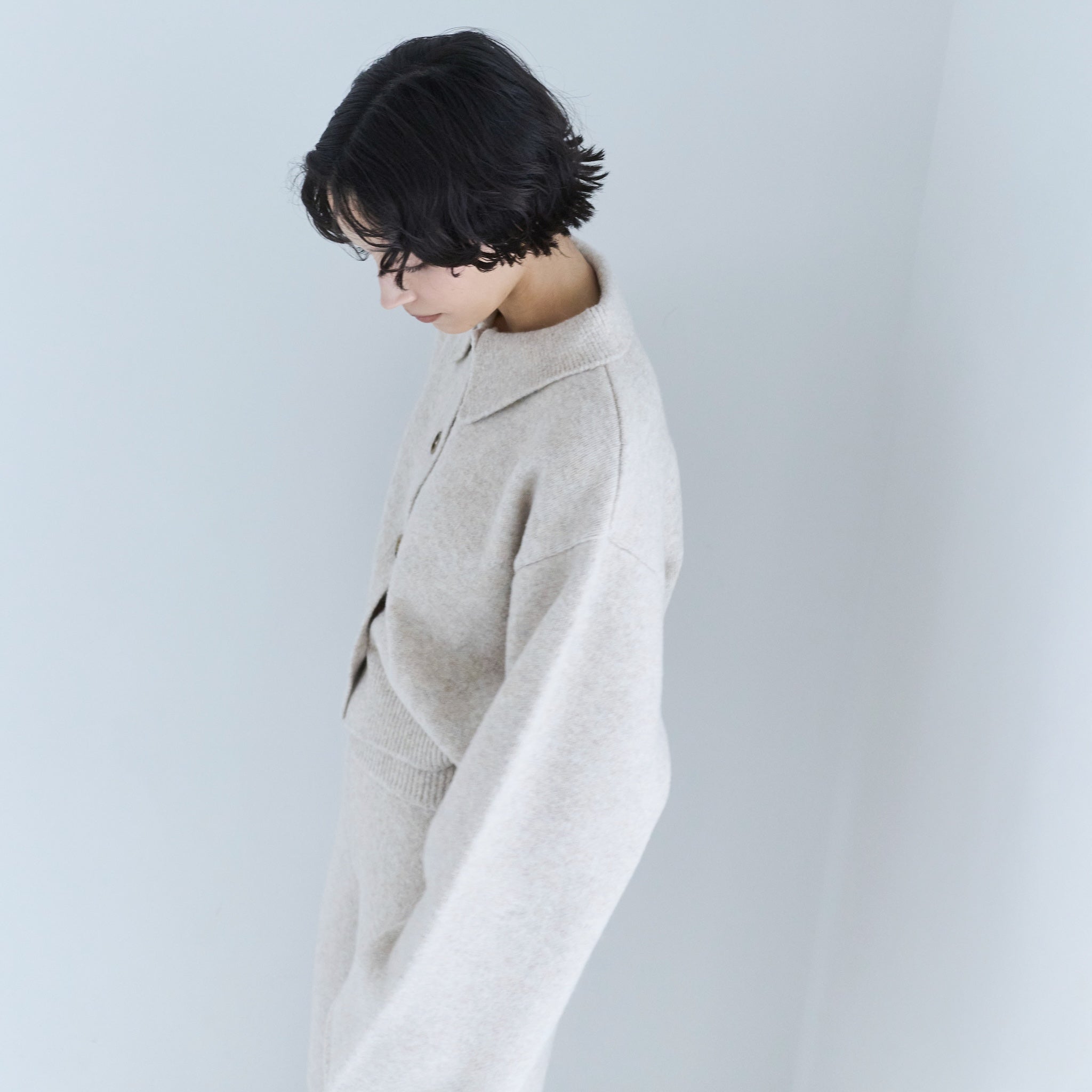 ウールmix ニットシャツカーディガン