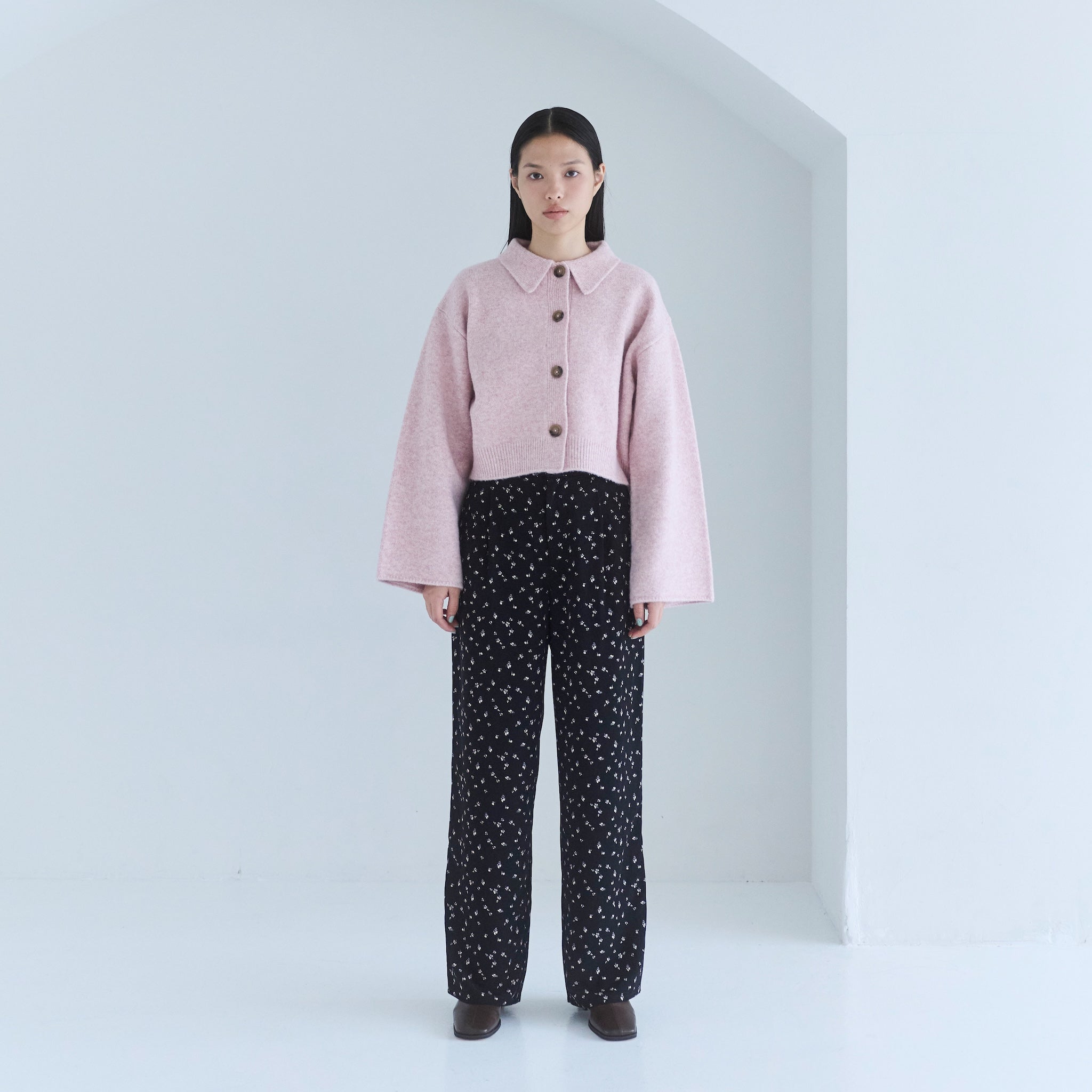 ウールmix ニットシャツカーディガン