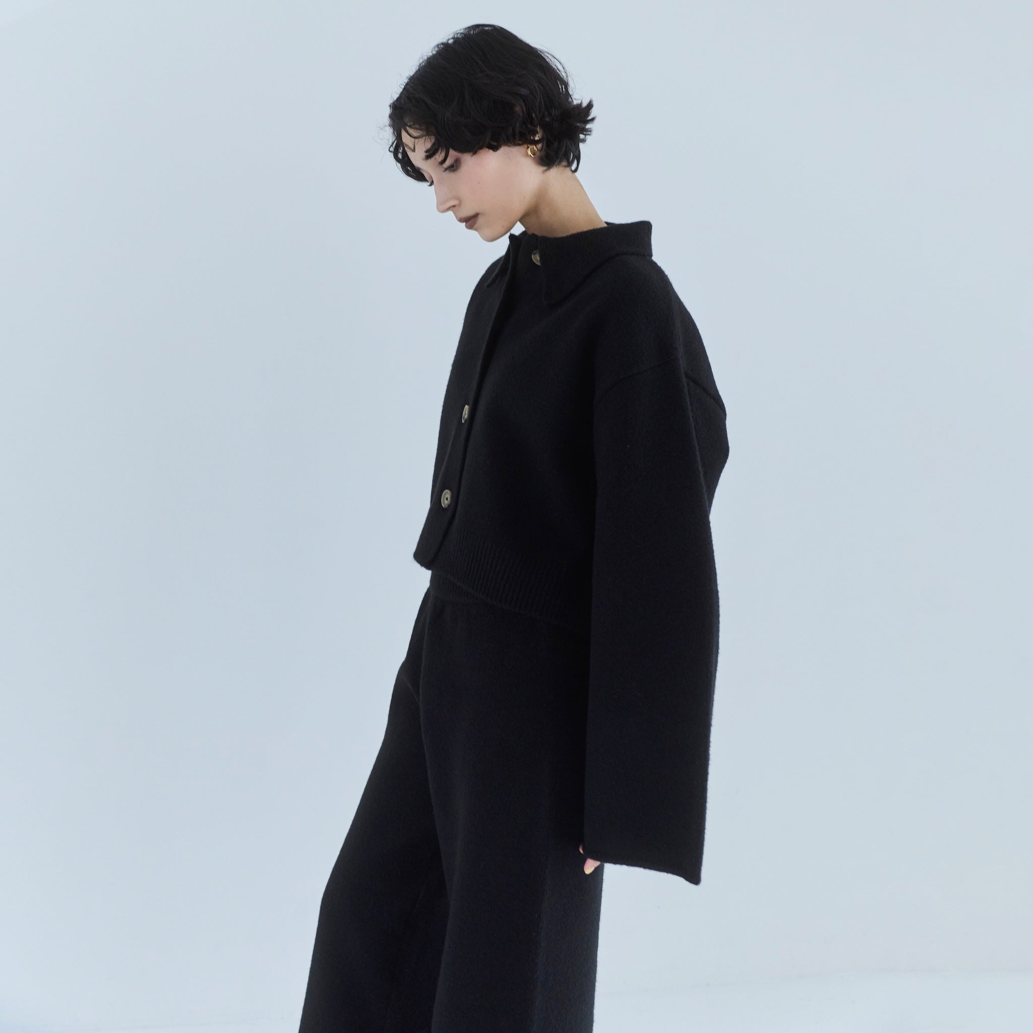 ウールmix ニットシャツカーディガン