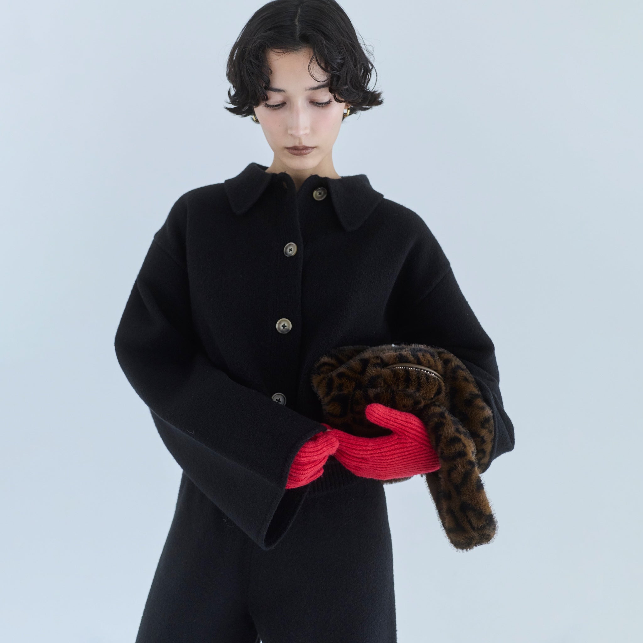 ウールmix ニットシャツカーディガン