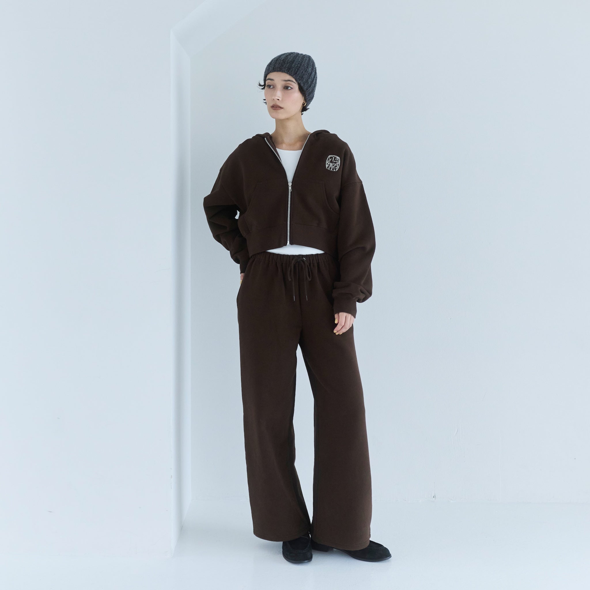 Brushed Cotton Pony Zip Hoodie