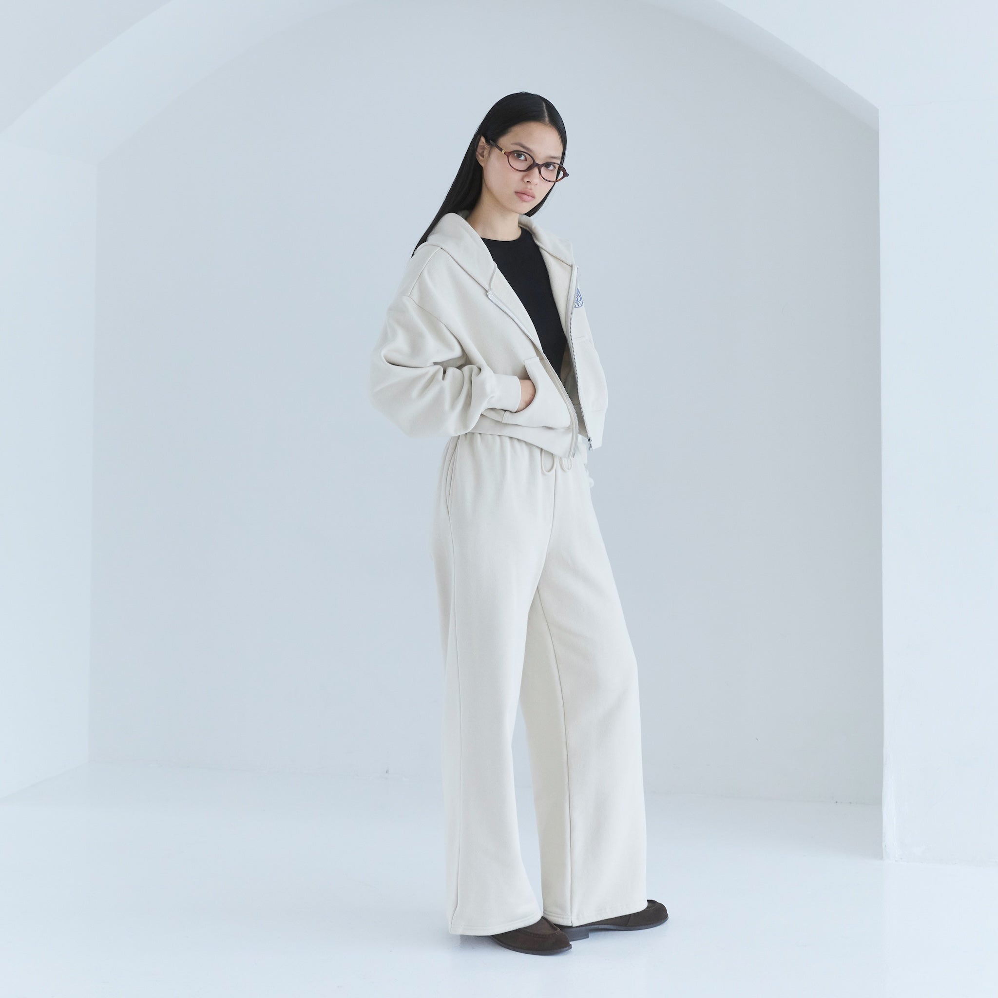 Brushed Cotton Pony Zipフーディー