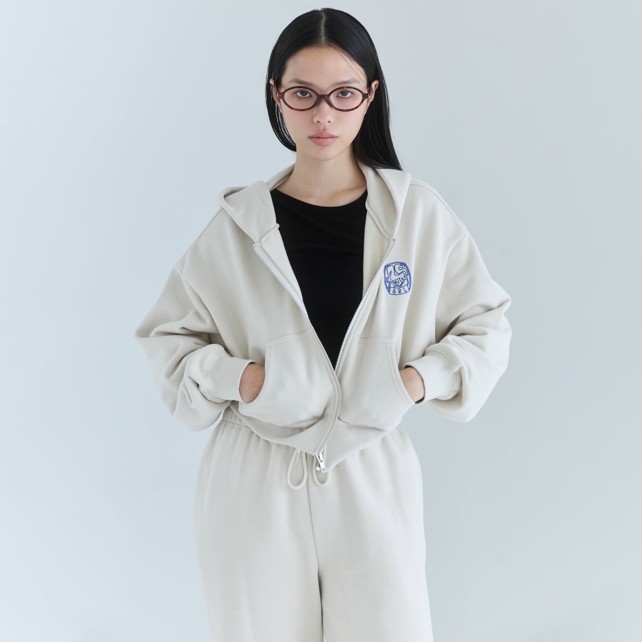 Brushed Cotton Pony Zipフーディー