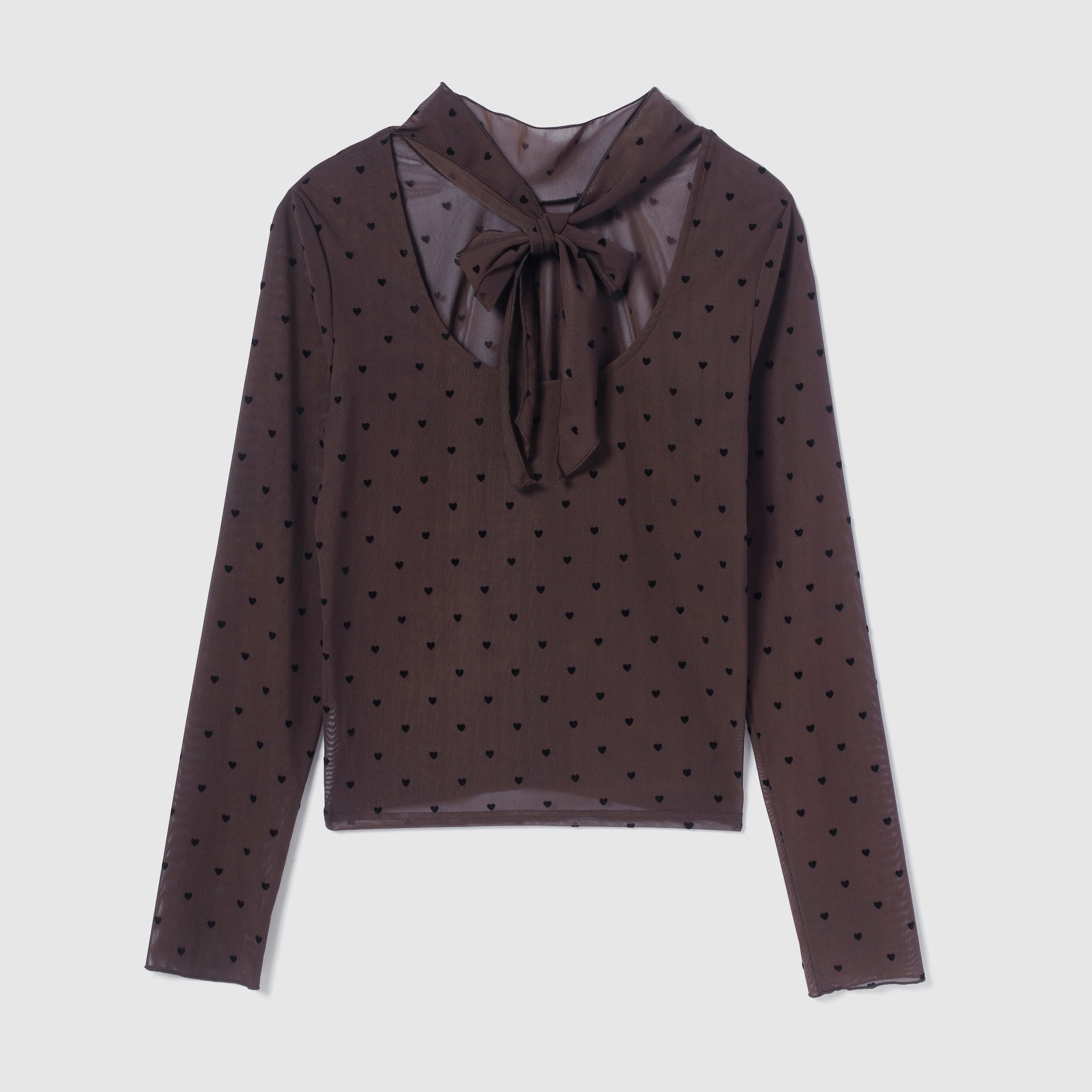 Flocked Multi Pattern High Neck Top