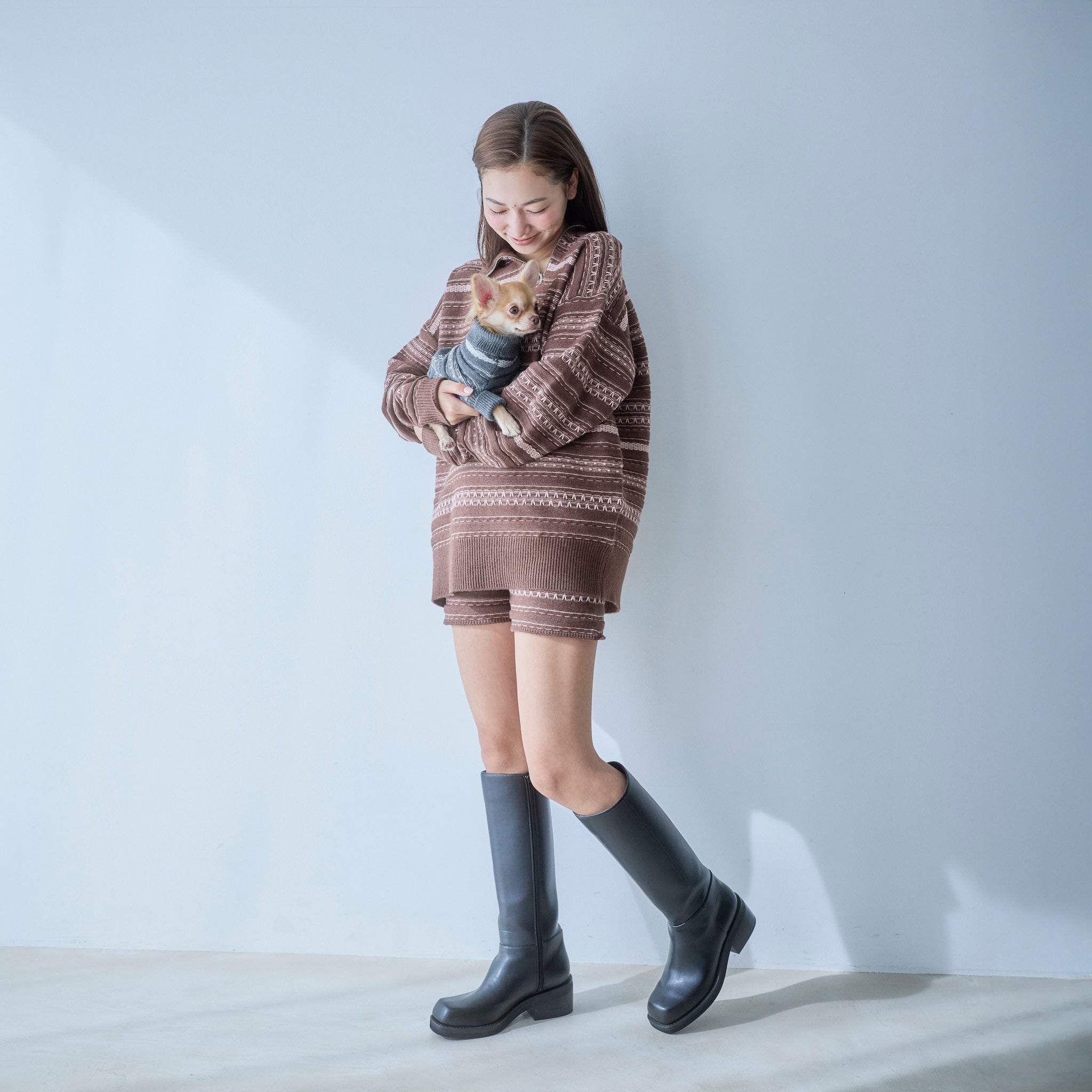 Jacquard knit shorts