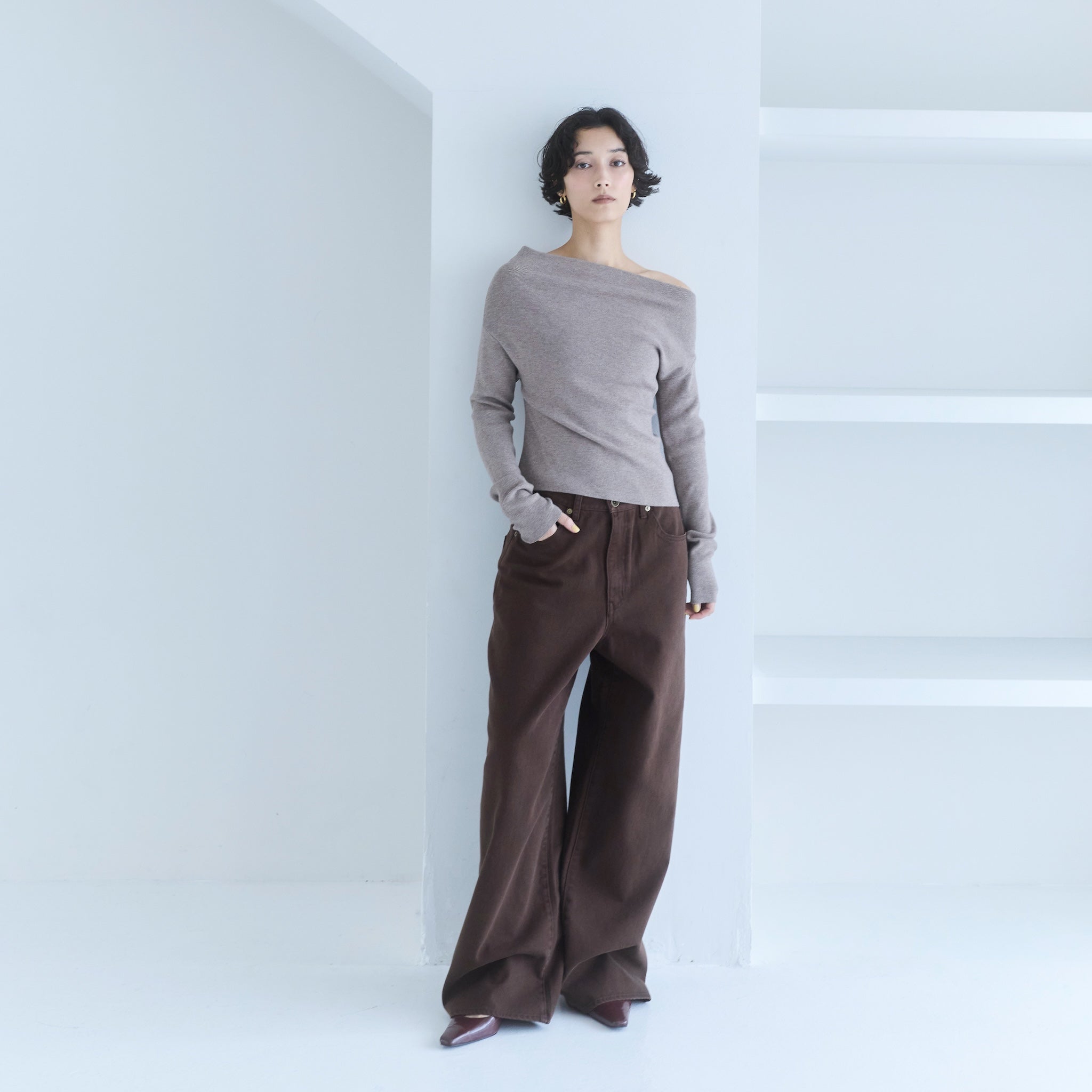 Silkytouch Asymmetry Knitトップス