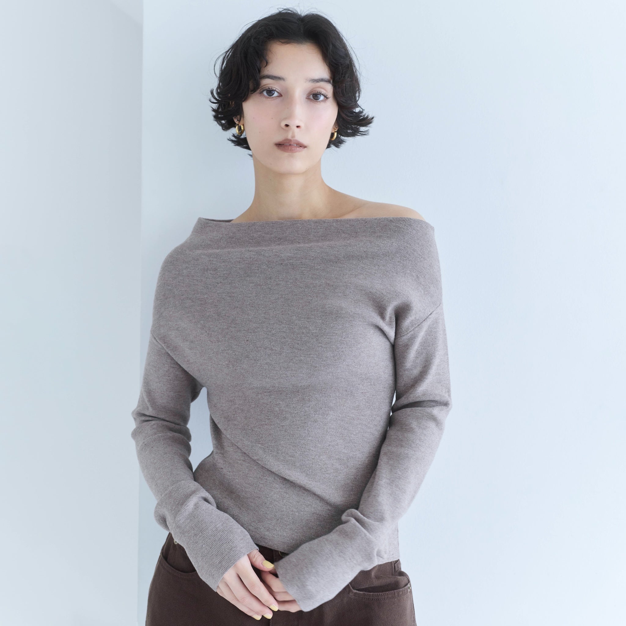 Silkytouch Asymmetry Knitトップス