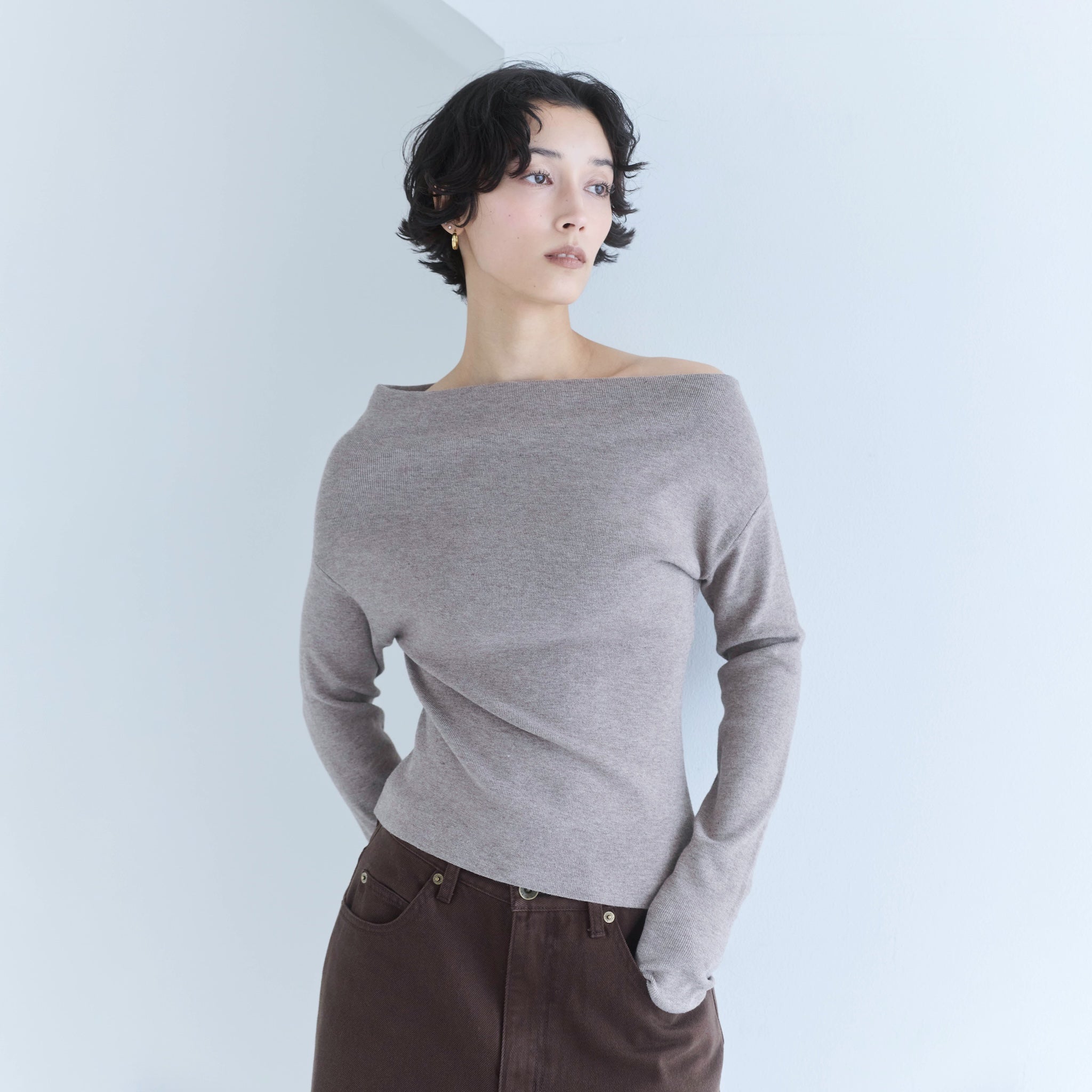Silkytouch Asymmetry Knitトップス